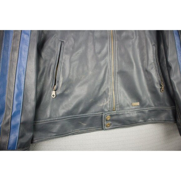 Point Zero Faux Leather Motorcycle Cafe Striped Jacket XL - Picture 3 of 8